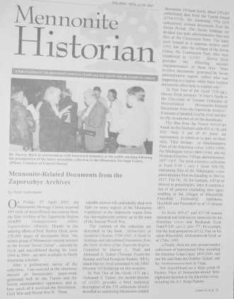 Mennonite Historian (June 2001)