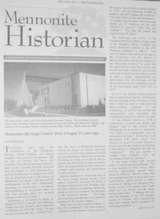 Mennonite Historian (September 2003)