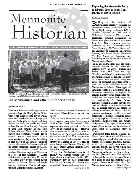 Mennonite Historian (September 2010)
