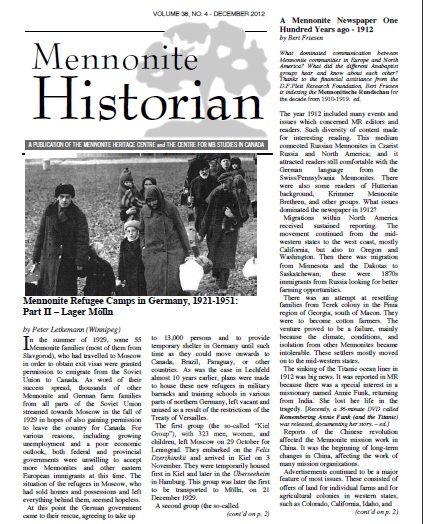 Mennonite Historian (December 2012)