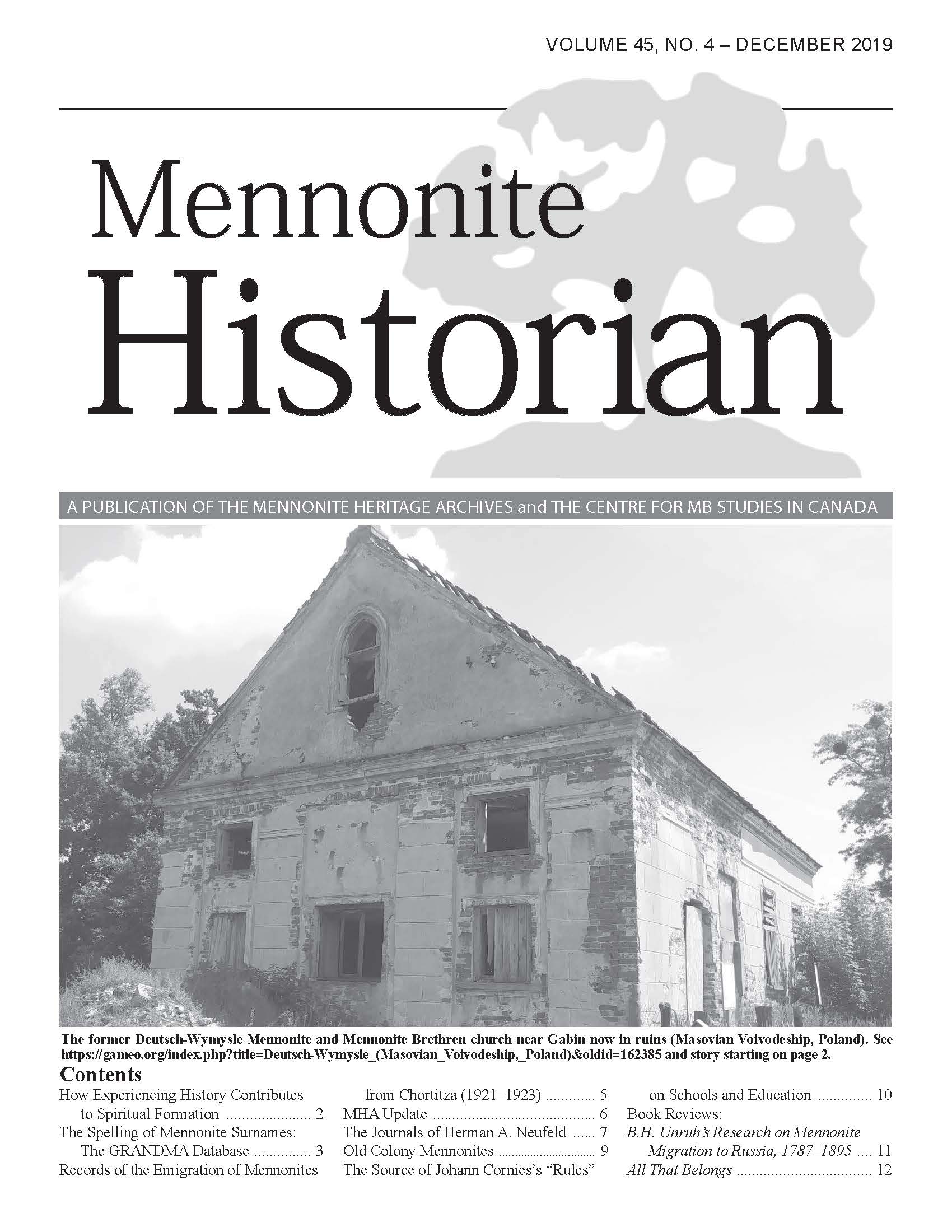 Mennonite Historian (December 2019)