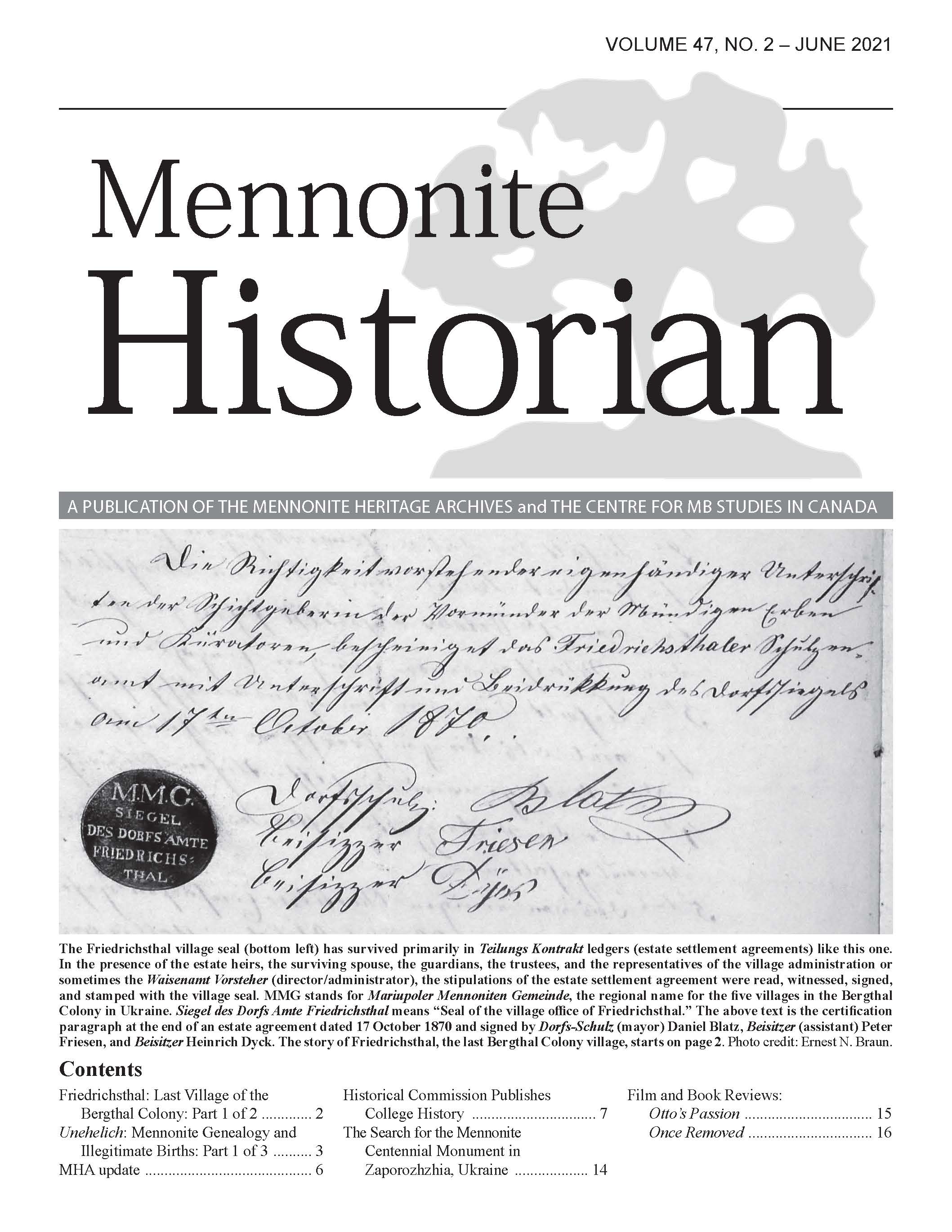Mennonite Historian (June 2021)
